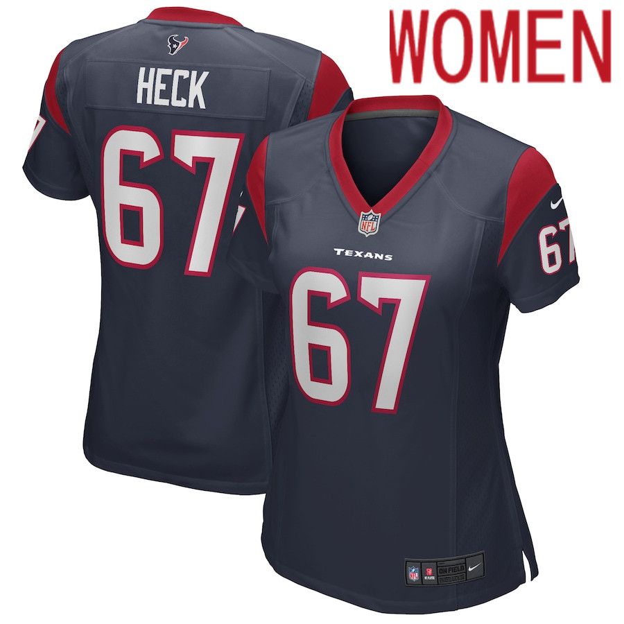 Women Houston Texans #67 Charlie Heck Nike Navy Game NFL Jersey